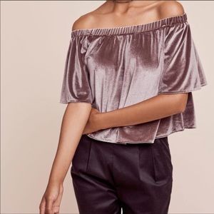 Anthropologie Velvet Off Shoulder Top